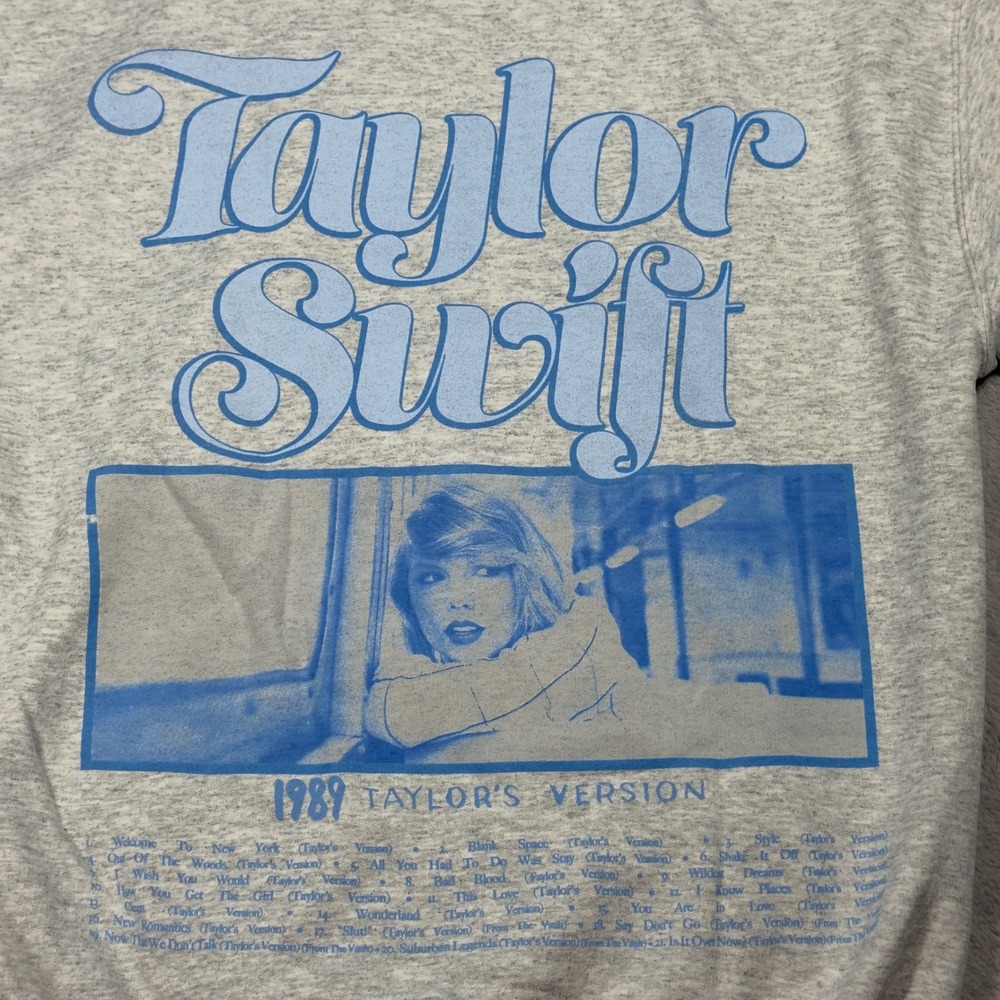 Taylor Swift 1989 Taylor's Version Hoodie Medium Gray Blue Tracklist Merch - Picture 8 of 10